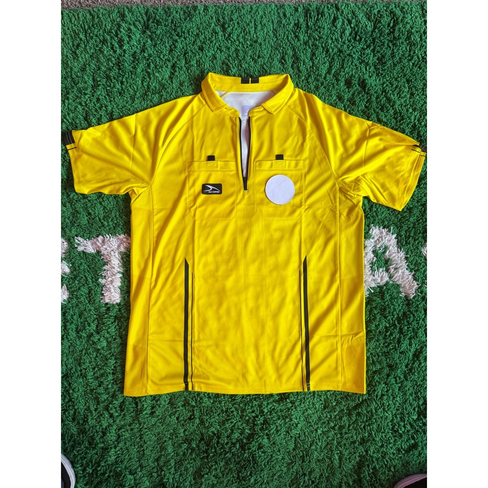 Score Soccer Referee Jersey‎ Yellow Short Sleeve Quarter Zip Mens XL Official
